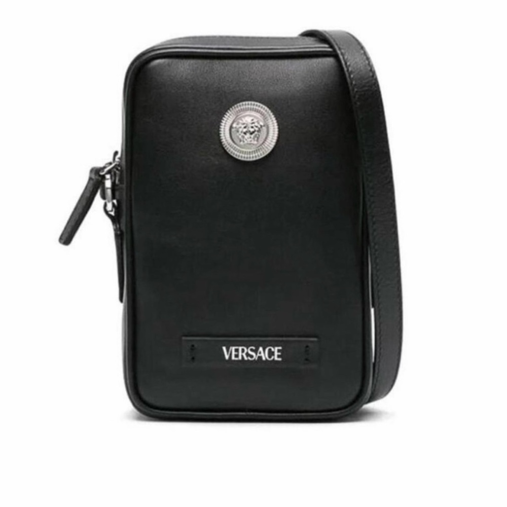 Versace Black Leather Belt Bag